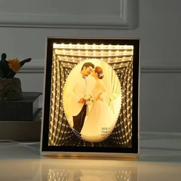 Custom Sublimation Blank 3D LED Magic Mirror Photo Frame For Gifts Home Decoration