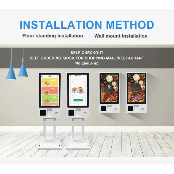 Free Standing Self Service Kiosk 21.5 Inch Touchscreen With Thermal Printer