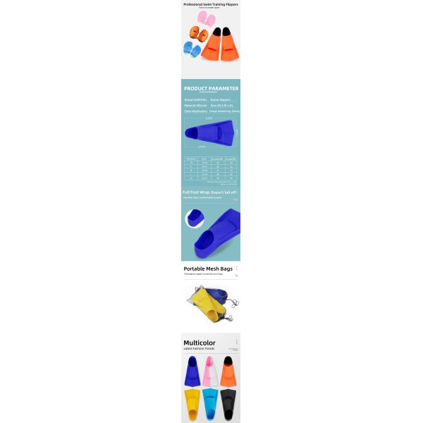 Silicone Adjustable Swimming Fins Durable Adult Size For Swimming Training