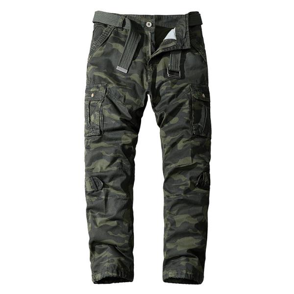 Men's Multi-Pocket Camouflage Overalls in Pure Cotton with Mid Waist and Straight Fit