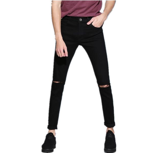 Breathable Mid Waist Men Pants Mens Skinny Jeans With Zippers