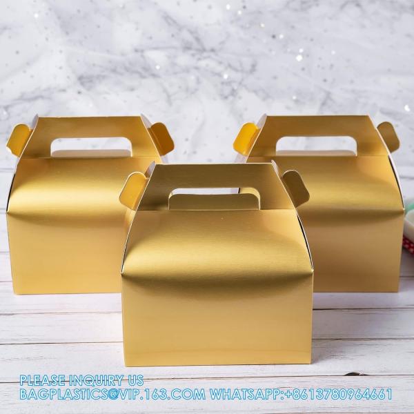 Gable Candy Treat Boxes, Small Goodies Gift Boxes With Handle, Dessert Boxes Favor For Wedding, Birthday Party