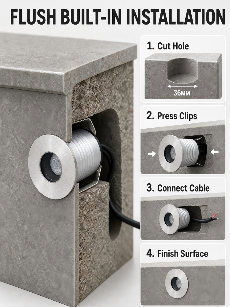 Inground LED Step Lights With Anti Slip Cover Plate For Apartment Complex Pathway