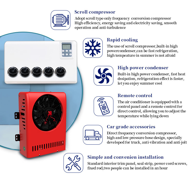 Кондиционер DC12V 3500BTU стоянки тележки разделения дисплея LCD