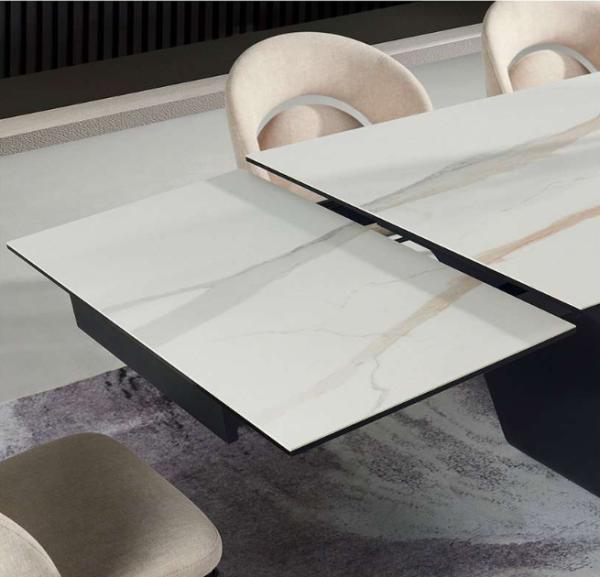 Foshan Furniture Extendable Dining Table and Chairs Folding Modern Luxury Extendable Rectangle Sintered Stone Dining Tables Set