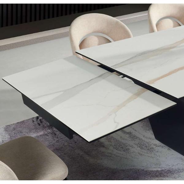 Foshan Furniture Extendable Dining Table and Chairs Folding Modern Luxury Extendable Rectangle Sintered Stone Dining Tables Set