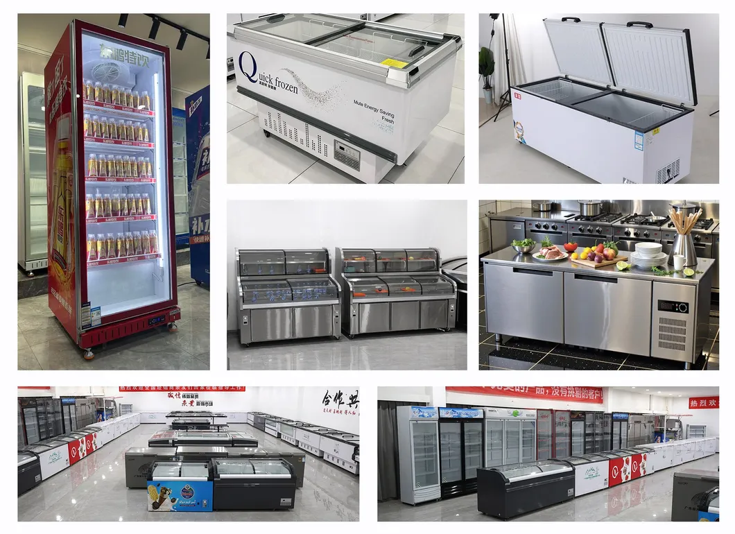 Commercial Double Door Refrigerator Beer Beverage Glass Upright Refrigerated Display Showcase