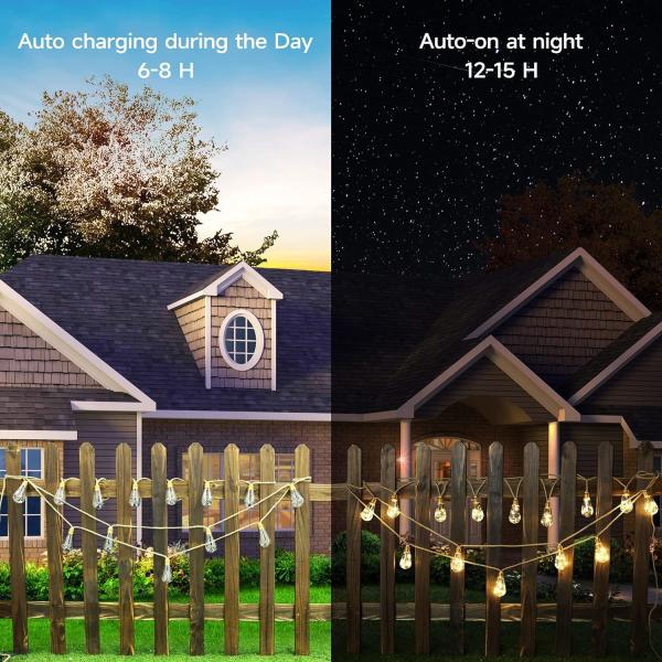 20Ft solar LED alimentado ao ar livre decoração fada Natal luzes de corda