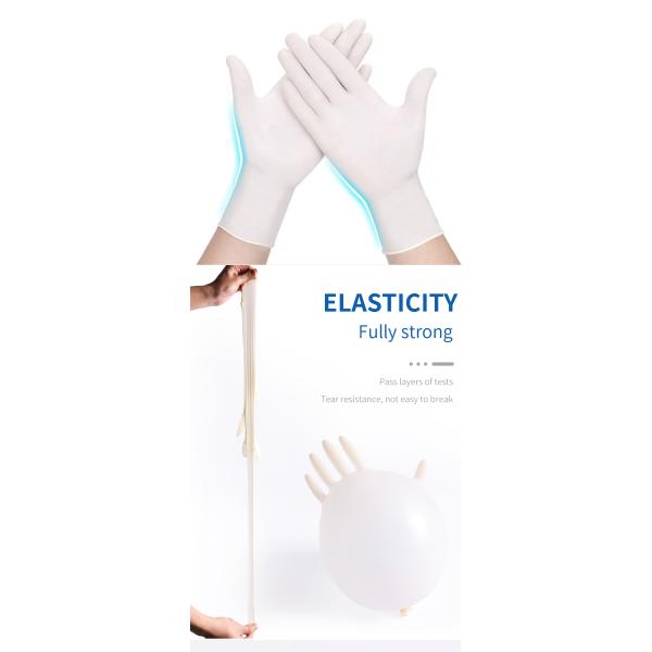 Waterproof Disposable Medical Latex Gloves Without Powder