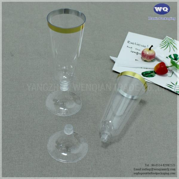 150ml Gold Rimmed Plastic Champagne Flutes -New Elegant Plastic Champagne Flutes With A Stunning Modern Design
