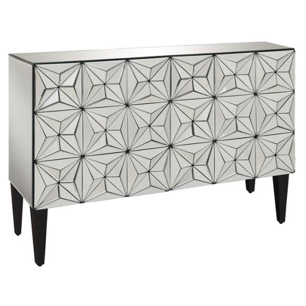 Contemporary Mirrored Furniture Sideboard Buffet Adjustable for Living Room