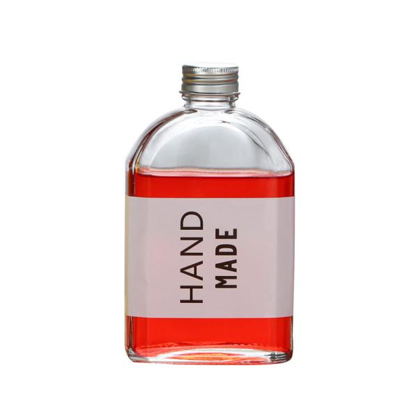 garrafa de vidro grossa de garrafa de vinho de 350ml Juice Glass Drinking Bottles Flat com tampa