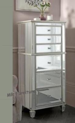7 Drawers Mirrored Bedroom Chest Furniture Beveled Mirror Wooden Body