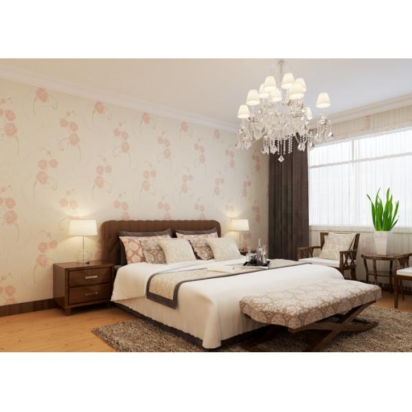 Beige Floral Pattern Country Style Wallpaper / Non Woven Wallcovering Waterproof