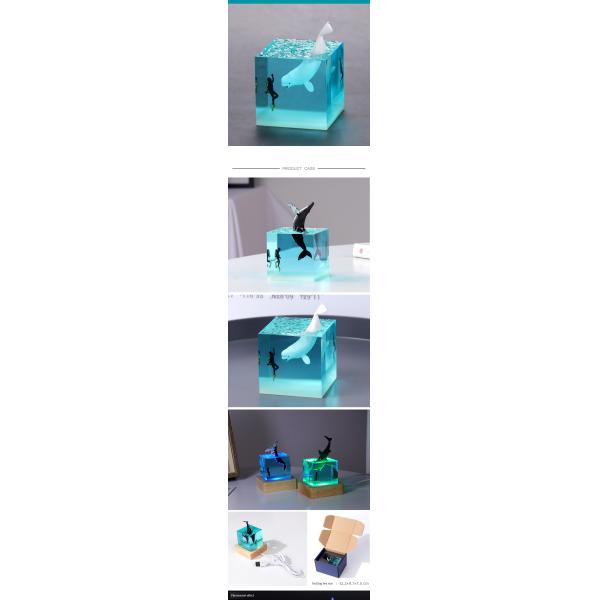 Direct Ocean-Themed Shark Diver LED Night Lamp with Customized Logo and Bamboo Base