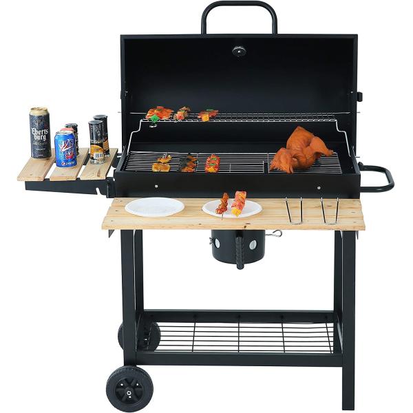 Fumeur de charbon de bois pour barbecue extérieure personnalisé à double couche