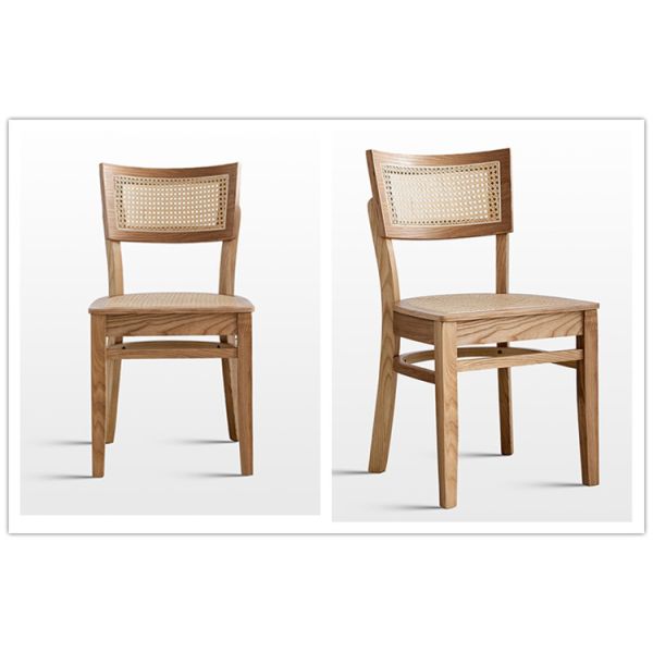 Rustic Hand Cane Woven Chair Frame Solid Wood Chair Rattan Chair for Dining Room and Restaurant
