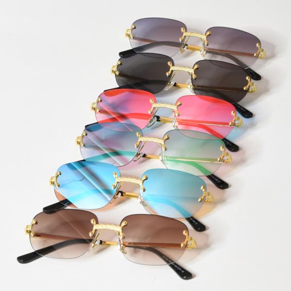 Metal Square Frameless Sunglasses UV400 Punk Personality Street Photography