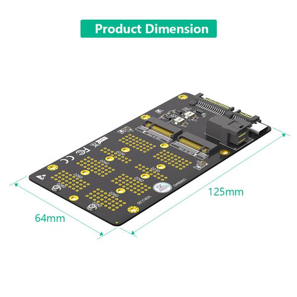2 en 1 combo M.2 (NGFF) NVMe SSD/SATA-Bus SSD à SFF-8643 et adaptateur SATA