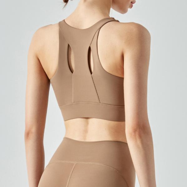 Front Middle Zipper women Yoga Bra High Strength Female Nude Lining Sports Bra