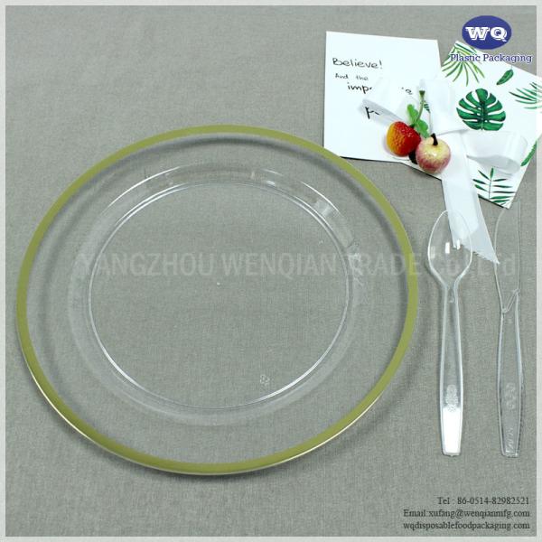10.25 Inch Disposable Clear Plastic Salad/Dessert Plates- Premium Hard Plastic Appetizer Plates Disposable Plastic Plate