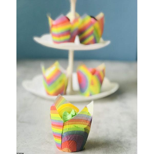 Muffin Cupcake Holder Wedding Party Rainbow Tulip Paper Cups