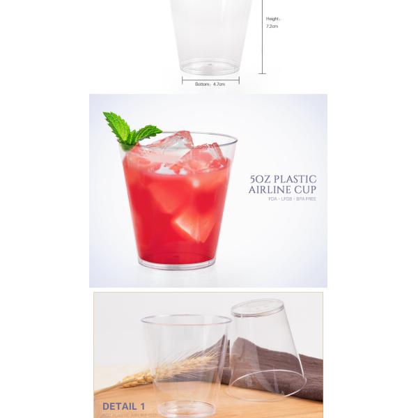 Plastic dinnerware food grade PS clear 5oz airline cup for beverage