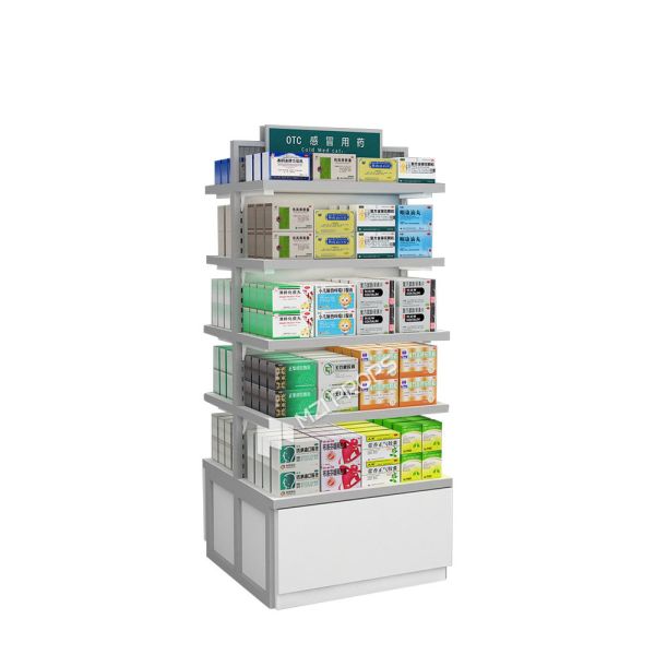 JYaS-YZ-03B Medicine Store Counter Small Island Cabinet Painting Display Racks For Store Design For Small Shop
