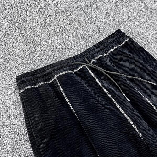 Custom Embroidery logo Corduroy Sweat Pants Trousers Letter Patchwork Wide Leg Baggy Straight Fit Cut Sew Sweatpants Men
