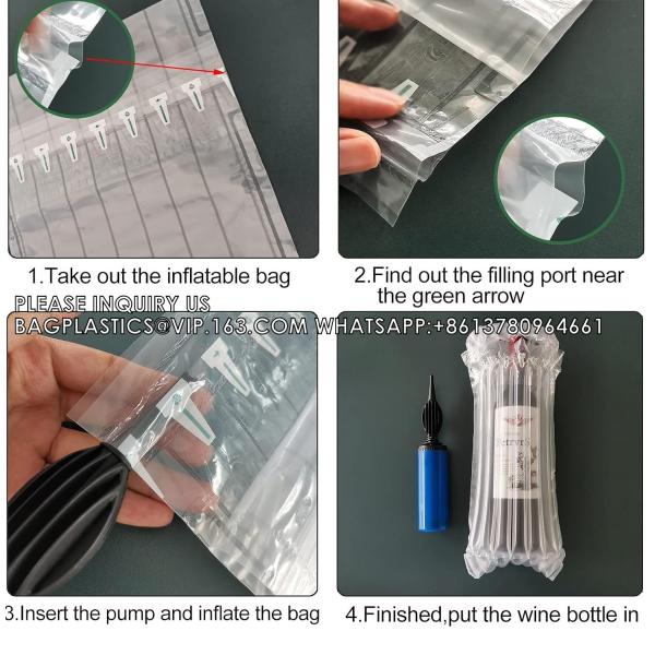 Wine Bottle Protector With Pump,Inflatable Wine Travel Bags,Air Column Cushion Packaging Wine Bags For Luggage