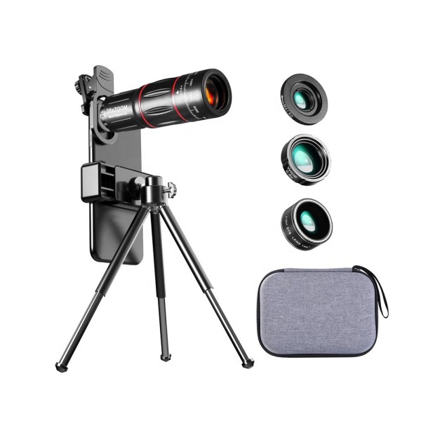 4 In 1 Phone Camera Lens OEM Phone Lens Kit With 28X Telephoto 0.6X Wide Angle and 20X Macro
