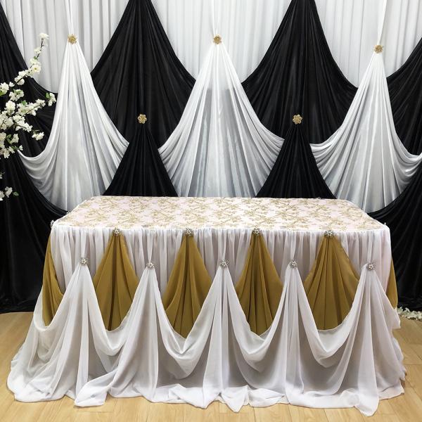 New Wedding Decoration High Quality Silk Backdrop Rape Cross Valance Curtains Luxury Wedding Backdrop