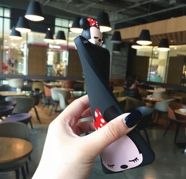 Hot Selling 3d Soft PVC Mickey Minne Silicone Phone Case Phone Cover , Black Color , Best Christmas Gift