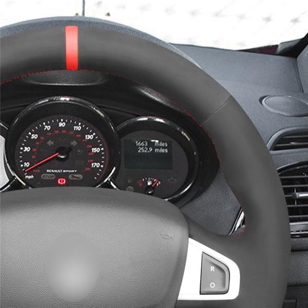 Hand Stitching Black Suede Steering Wheel Cover for Renault Megane 3 Coupe RS 2010 2011 2012 2013 2014 2015 2016