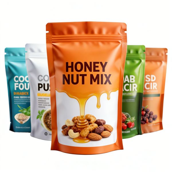 MOQ 100pcs Custom Logo Printed Stand up Zipper Bags Food Grade Resealable Pouches for Snacks