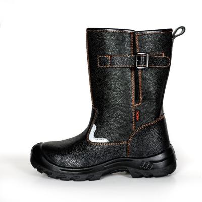 Shengjie Black Fabric Embossed Cow Leather High Cut Heal Lace Up With Steel PU Sole Protective Safety Shoes