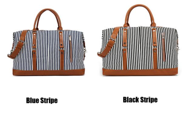 Blue White Striped Dirtproof Carry On Travel Bag