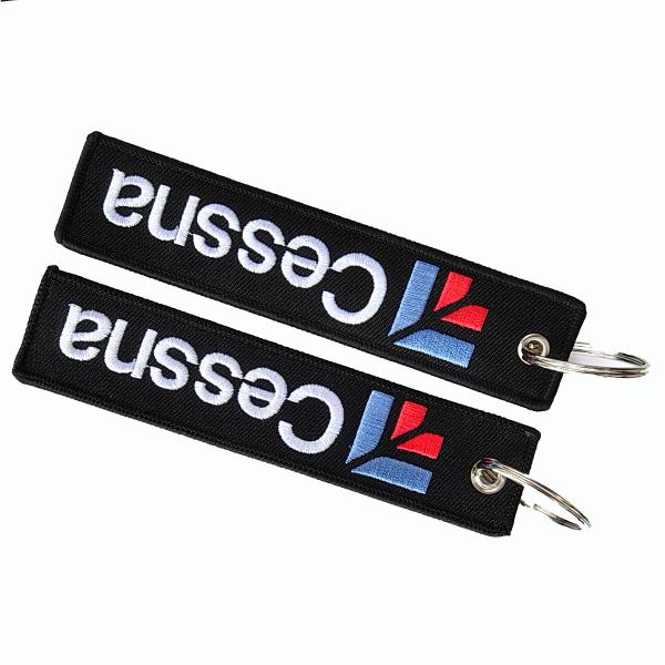 Cessna Letters Fashion Trinket Double Sided Embroidery Metal Keychain Airline gift crew use key chains