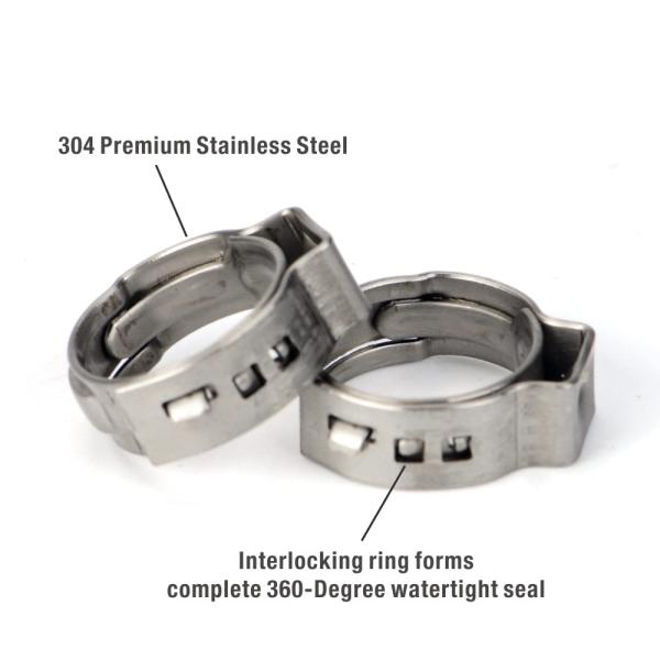 ISO Portable PEX Crimping Tool Cinch Rings 1/2 Inch Stainless Steel