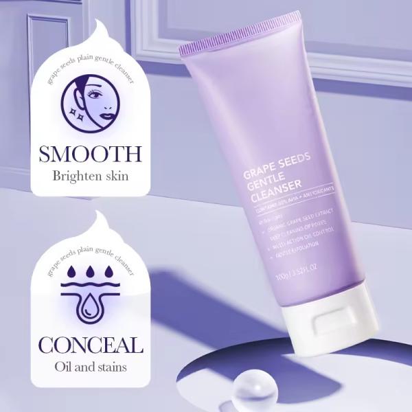 Produto de limpeza facial de limpeza de raízes de uvas