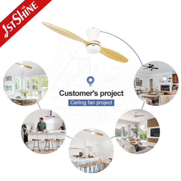 School Living Room LED Ceiling Fan 52 inch Support Dimmer Yes 3 Colors Natural Blades