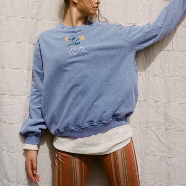 Custom Plain Pullover Cotton Women Crew Neck Shirt Casual Sweatshirt