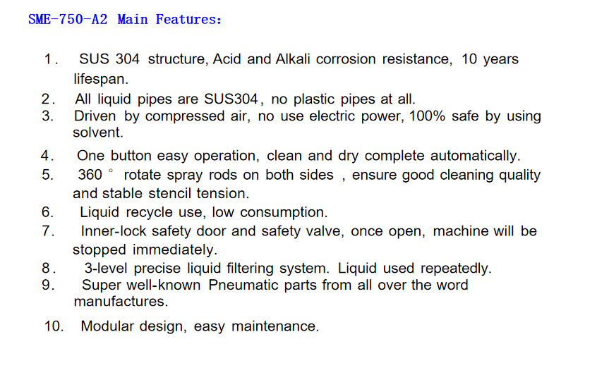 SMT Stainless steel template cleaning machine SME-750-A2 750mm*750mm*40mm*2pcs