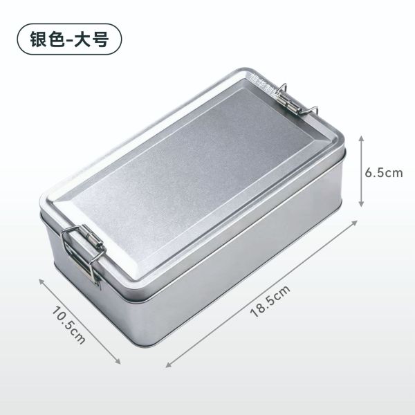 Rectangular Metal Cake Tin Cans Storage Box Hinge Lid Cookie Candy Food