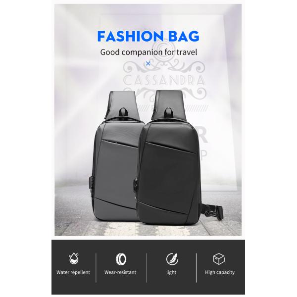 Black Gray 5L Shoulder Crossbody Mens Chest Sling Bag 0.53KG