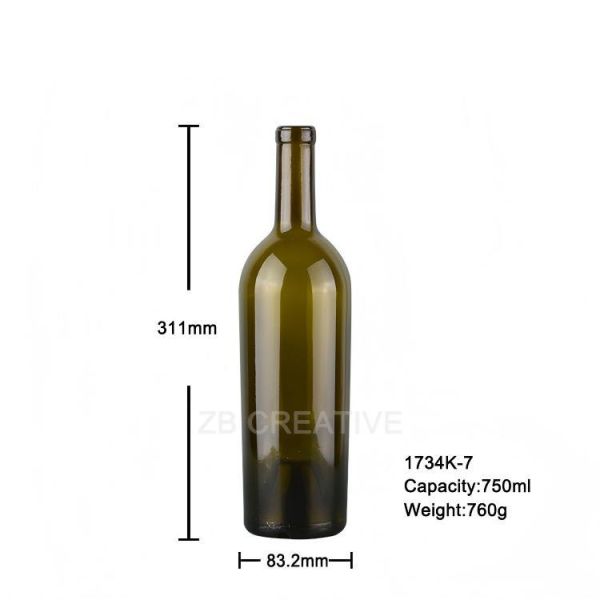 Prestige Heavy Bordeaux Empty Corked Wine Bottles 750ml Icon Wine 760g 1734K-7