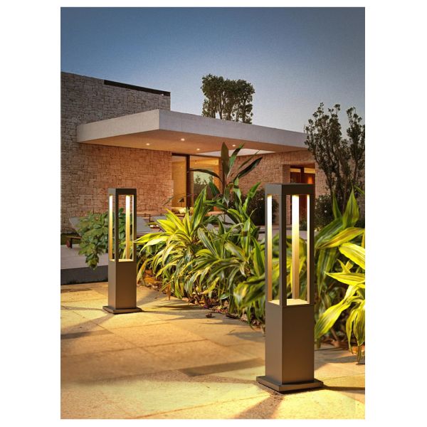 Outdoor Electric IP65 LED Lawn Lamp Waterproof Aluminum Modern Square Garden Landscape Lighting 3000K Warm White 50000 Hours