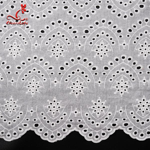 2019 горячих белых хлопко-бумажных тканей вышили ткани шнурка для Bridal
