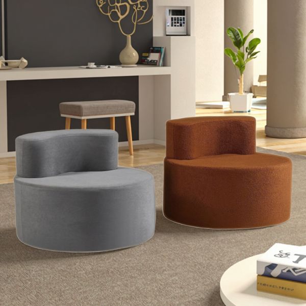 Modern Single Seat Round Tufted Chesterfield Sofa Fabric Lazy Sofa Bag Sofa Balcony Leisure Seat Single Chair for Bedroom
