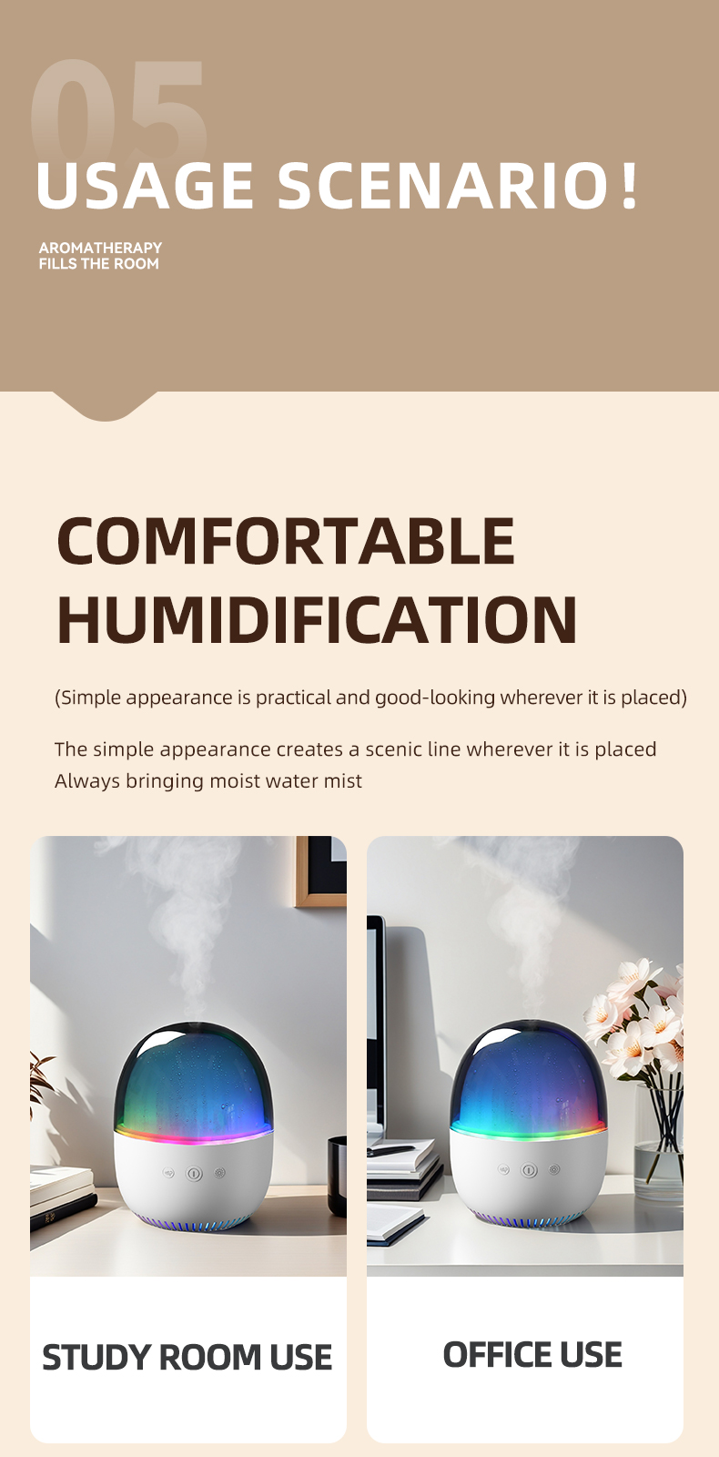 Factory Direct Essential Oil Ultrasonic Aroma Diffuser with 7 Color Changing LED Lights 200ml Tank for Home Office